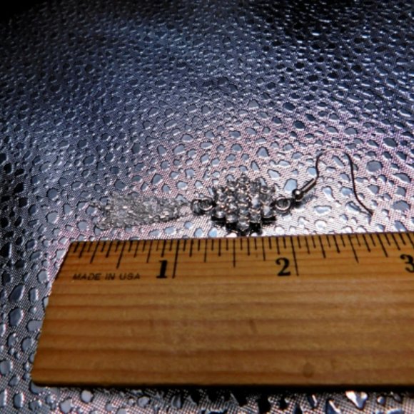 Handmade Bracelet Silver Rhinestone & Matching Earrings - 7" - Picture 3 of 3